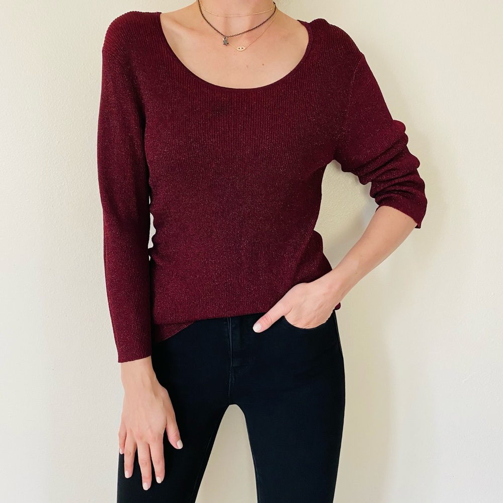 Coldwater Creek burgundy long sleeve pullover sweater top